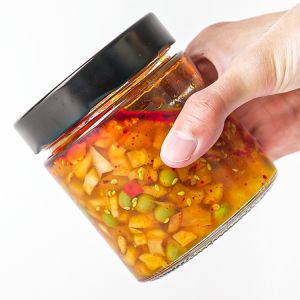 Wholesale Cheap Glass Transparent Chili Jam Sealed Luxury Hexagon Honey Jar
