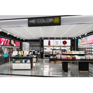 Cheap Branded Shop Furniture Gold Rush Series Case 82sqm Cosmetic Store Display for Space-saving Store Design for sale