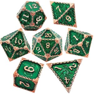 Multi -Faceted Metal RPG Dice Flying Dragon Solid Smooth Dragon DND