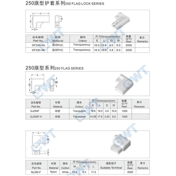 4.8/5.2/6.3mm Flag Spade 90 Angle Terminal Insulator Sleeve 250 205 187 Rubber PVC Blue Transparent Sheath