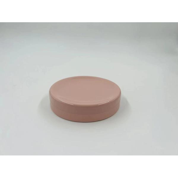 Ceramic Bathroom Accessories Sets Round Shape Pink Color Soap Dish For Bathroom