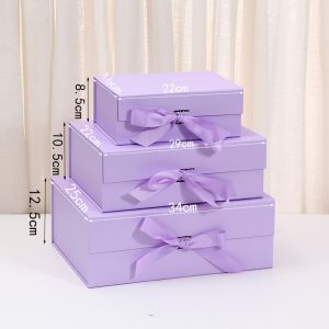 Custom Rigid Gift Box Large White Magnetic Flip Gift Box With Ribbon One-Piece
