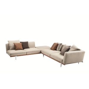 China L Shaped Modern Leather and Fabric Italian Design Corner Sofa on sale