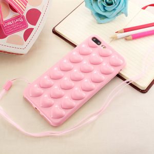 Clear Soft TPU 3D Love Heart Pattern Cell Phone Case Back Cover for iPhone7 7