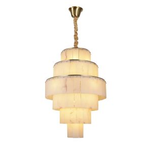 China Contemporary Round Large Spanish Marble Brass Pendant Light Living Room Hanging Lamp on sale