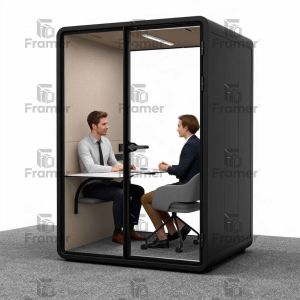 China Indoor Private Office Phone Booth Fully Enclosed Modular Sound Proof Rooms Black on sale
