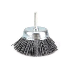 Grey Nylon Filament Nylon Abrasive Cup Brush With Shank Applied Polish the Wood