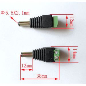 Solar System CCTV Cable Accessories RG59 2.1mm Male Power Plug With Screw