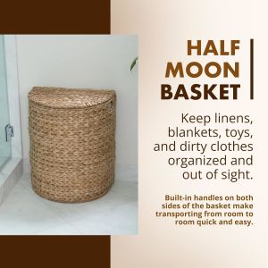 Wicker Waste Basket - Water Hyacinth Bathroom Garbage Can With A Lid - Bathroom