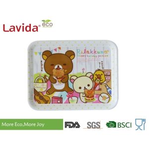 Shatter Proof Square Shape Melamine Food Tray 3-PC Set Sweet Cute Cartoon