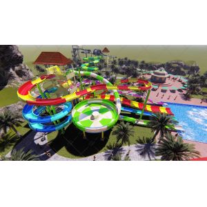 Mountains Colorful Water Slide Fiberglass Rides For 4 People