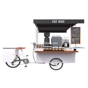 China Box Structure Mobile 25° Climbing Tricycle Coffee Cart on sale