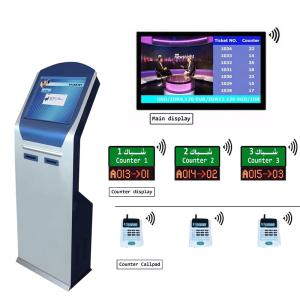 Cheap Bank Wireless 17 inch IR Touch Screen queuing ticket management system with Dual Printer Ticket Dispenser for sale