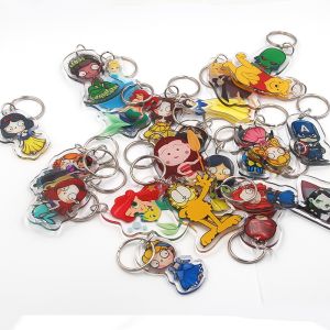 Transparent Acrylic Keychain With Metal Ring Durable Animation Cartoon Character