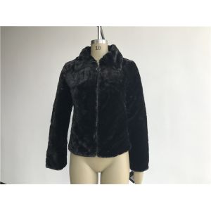 China Winter / Autumn Black Ladies Faux Fur Coats With Gunmetal Zip Through TW78161 on sale