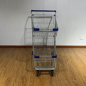 American Style Two Layers Metal Supermarket Shopping Cart Trolley with 4