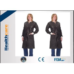 China Anti Static SMS Disposable Lab Coat Blue Suit Fluid Resistant With Knitted Collar on sale