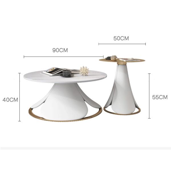 2pcs Living Room Round Rock Coffee Table 50cm Long With Super Fiber Leather