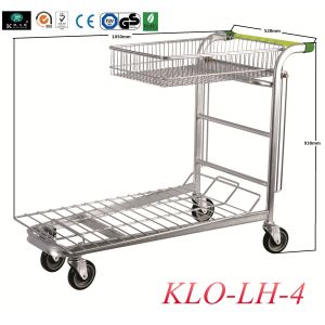 Supermarket cargo Warehouse Trolley with Upper foldable Platform