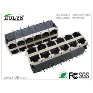 Cheap 2X6 Gigabit Stacked RJ45 Jack With transformer No LEDs. for sale