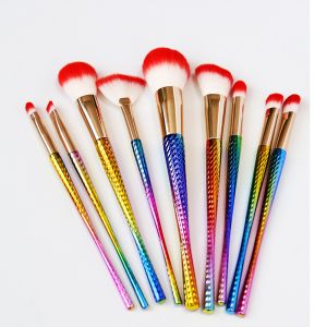 Slim Waist Dreamy Makeup Brush Set With Gradient Color Durable Plastic Handle