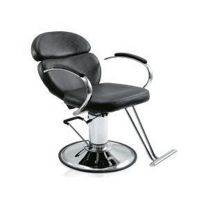 Modern Style Salon Barber Chair Reclining Backrect With Round Base , Black Color