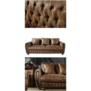 Dark Brown High End Soft Leather Sofa High Density Foam / Sponge For Living Room
