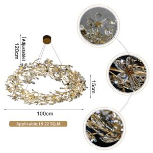 Crystal Chandelier LED Home Decor Lamp Round Flower Creative Design tree branch