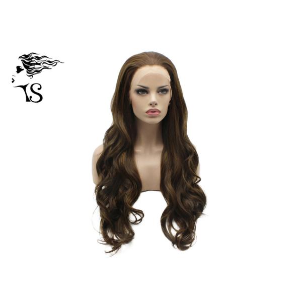 Long Curly Synthetic Lace Front Wigs , Light Wavy Lace Front Wigs No Chemical