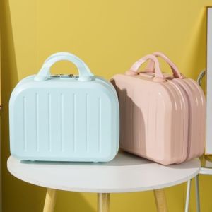 Cute Princess Pink Mini Makeup Case for Women, 14-inch Small Lightweight New Storage Bag with Hanging Function