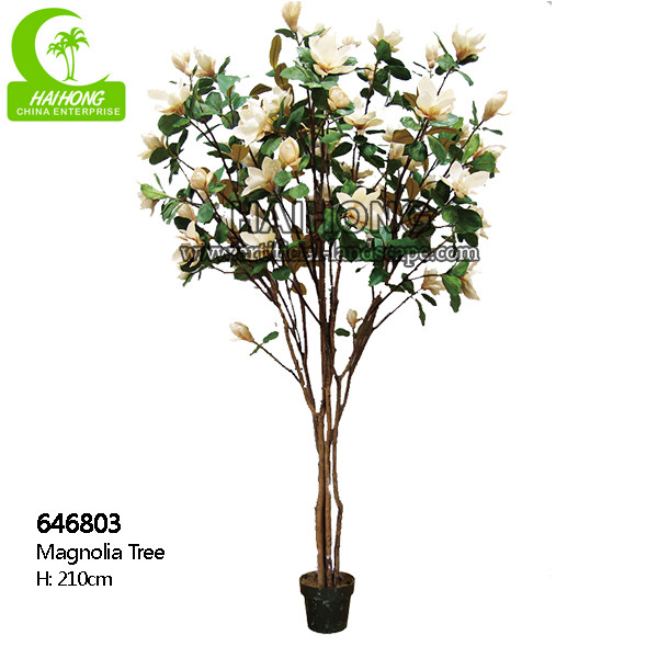 Quality 210cm Height Artificial White Magnolia Tree Fire Resistance wholesale