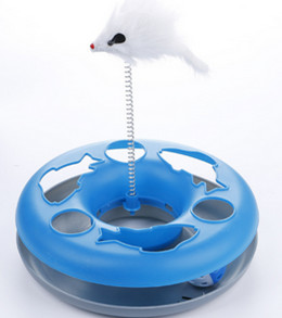 Pet Plastic Turntable With Sounding Bell Ball Feather Mouse Pet Cat Toy