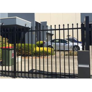 1.8m H Powder Coated With Black Color Of Steel Tubular Fence For 2 Rails