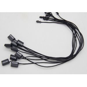 Custom White Foil Logo Black Plastic Tags Small Plastic Hangtags Single End