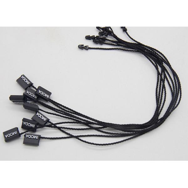 Quality Custom White Foil Logo Black Plastic Tags Small Plastic Hangtags Single End String wholesale