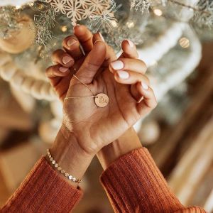 Handmade Personalized 18K Gold Plated Pendant Necklace with Link Chain for