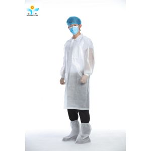 Unisex 30g Disposable Lab Coat Blue White PP SMS Bacterial Proof