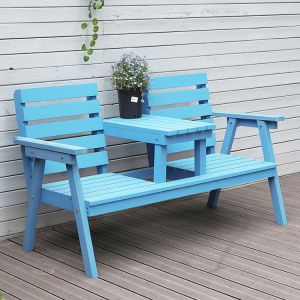 Cheap Outdoor Courtyard Solid Wooden Double Chair Bench with Table Enjoy Your Patio in Style for sale