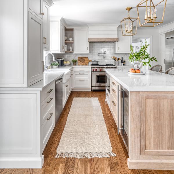 Apartment Lacquer White Kitchen Cabinets With Wood Island Shaker Style