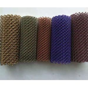 Anodized Aluminum Coil Drapery Customized Metallic Woven Curtains