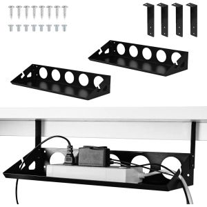 Maximize Space with Perforated Computer Desk Cable Management Rack Tray