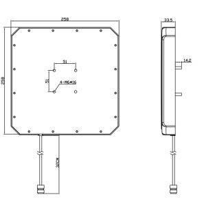 High Gain 9dBi UHF RFID Antenna with Side Lead Connector Circular Polarization