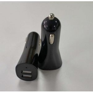 4.8A Lightning Cable Car Charger Dual USB Sockets ABS Material Black Color