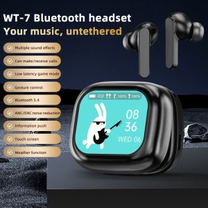 Cheap New Full In Touch Screen Headphone ANC WT-7 Bluetooth5.4 Wireless InEar ENC Earbuds With Mic for sale