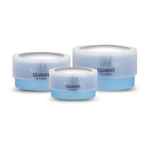 China Light Blue Color Plastic Cosmetic Containers And Jars For Moisturizing Cream Packing QY-NSET-004 on sale