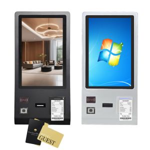 Cheap 24 Hotel Self-Service Kiosk with NFC Card Dispenser &amp; QR Reader &amp; Thermal Printer for sale