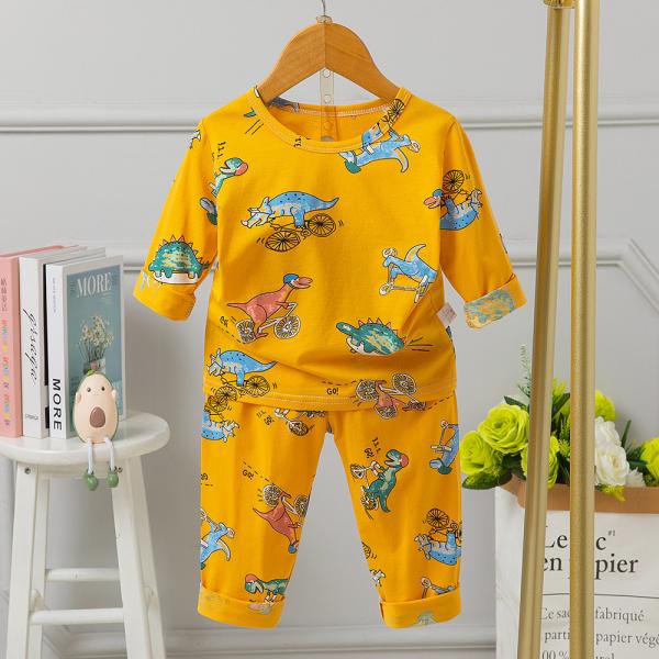 Quality Breathable Childrens Cotton Pyjam Full Flower Pajama Set Grind Watermarks 86cm Hipline wholesale