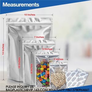 Large Mylar Bags 1 Gallon(10x14), 7x10 & 5x8, 4x6 With 1 Side Clear - (25 Pcs