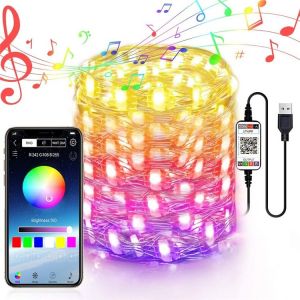 Silver RGB APP Christmas Tree LED Fairy String Lights