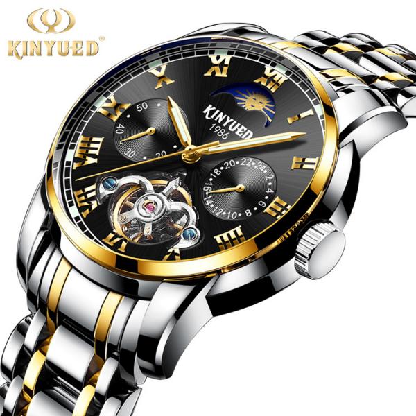 Quality Luxury Mechanical Wrist Watch Tourbillon  Automatic Movement Mens Skeleton Moon Phase Automatic Mechanical Watch wholesale